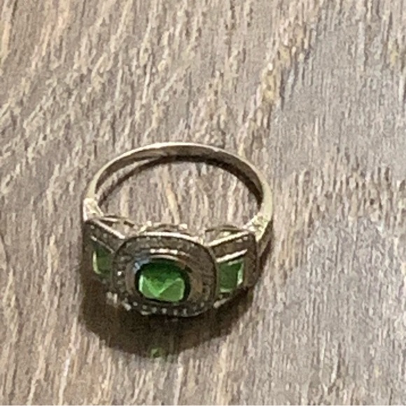 Helenite & Diamond 10k White Gold Ring - Picture 11 of 15